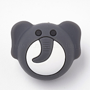 Food Grade Eco-Friendly Silicone Beads, Chewing Beads For Teethers, DIY Nursing Necklaces Making, Elephant, Black, 20x24x15.5mm, Hole: 2mm(X-SIL-N001-05A)