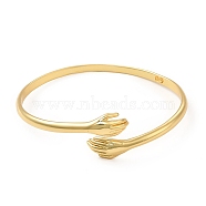 Rack Plating Brass Hug Hand Open Cuff Bangle for Women, Lead Free & Cadmium Free, Real 18K Gold Plated, Inner Diameter: 2-1/2 inch(6.35cm)(BJEW-F444-01G)
