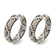 Rack Plating Brass Micro Pave Cubic Zirconia Hoop Earrings, Long-Lasting Plated, Lead Free & Cadmium Free, Platinum, 28.5x6.5~7mm(EJEW-H016-21P)