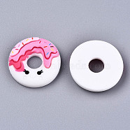 Resin Cabochons, Two Tone, Donut, Pink, 26x6mm(CRES-R195-17)