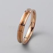 Titanium Steel Grooved Finger Ring Settings, Ring Core Blank, for Inlay Ring Jewelry Making, Rose Gold, Inner Diameter: 22.3mm, Slot: 2mm(RJEW-WH0012-11G)