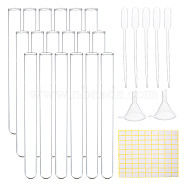 Experimental Tool Kits, with Transparent Glass Test Tubes, Plastic Funnel Hopper & Transfer Pipettes, Label Paster and Pig Hair Test Tube Brush, Clear, 200x200x100mm(TOOL-BC0008-60)