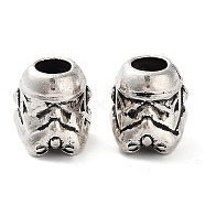 Tibetan Style Alloy Beads, Cadmium Free & Lead Free, Skull, Antique Silver, 13x12x14mm, Hole: 5.5mm(FIND-Q094-12D-AS)