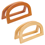 WADORN 4Pcs 2 Colors Wooden D-Shaped Bag Handles, Purse Replacement Part, Mixed Color, 9.3x16.5x0.85cm, Inner Diameter: 6x13.2cm, 2pcs/color(FIND-WR0008-21)