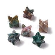 Natural Agate Beads, No Hole, Carved, Merkaba Star, 13x13.5mm(G-A205-01C)