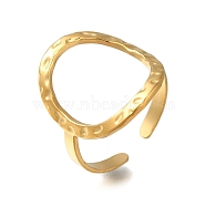 Hollow Oval 304 Stainless Steel Open Cuff Ring for Women, Real 18K Gold Plated, Adjustable(RJEW-F161-02G-20)