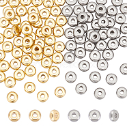 100Pcs 2 Style 304 Stainless Steel Spacer Beads, Rondelle & Flat Round, Real Gold Plated & Stainless Steel Color, 5x2mm, Hole: 1.5mm, 50pcs/style(STAS-UN0053-78)