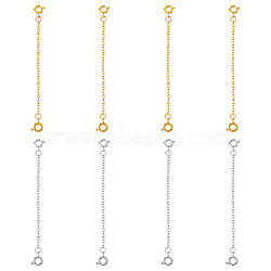 8Pcs 2 Colors 304 Stainless Steel Extender Chain with Spring Ring Clasps, Golden & Stainless Steel Color, 6.9cm, 4pcs/color(DIY-FH0004-99)