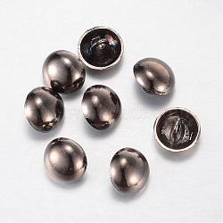 Alloy Shank Buttons, 1-Hole, Dome/Half Round, Gunmetal, 20x14mm, Hole: 2mm(BUTT-D054-20mm-06B)