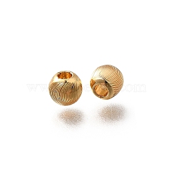 Brass Beads, Round, Real 18K Gold Plated, 4.5x4mm, Hole: 1.8mm(KK-K378-54G)