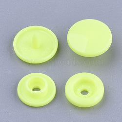 Resin Snap Fasteners, Raincoat Buttons, Flat Round, Light Yellow, Cap: 12x6.5mm, Pin: 2mm, Stud: 10.5x3.5mm, Hole: 2mm, Socket: 10.5x3mm, Hole: 2mm(SNAP-A057-B36)