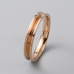 Stainless Steel Grooved Finger Ring Settings, Ring Core Blank, for Inlay Ring Jewelry Making, Rose Gold, Inner Diameter: 22.3mm, Slot: 2mm(RJEW-WH0012-11G)