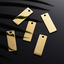 304 Stainless Steel Pendants, Manual Polishing, Blank Stamping Tags, Rectangle, Golden, 25x9x1.8mm, Hole: 1.4mm(STAS-I140-22B-G)