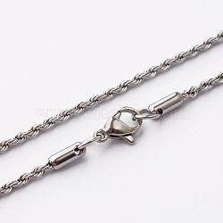 304 Stainless Steel Rope Chain Necklaces, with Lobster Claw Clasps, Stainless Steel Color, 20.3 inch(51.6cm)(STAS-O056-D-10)