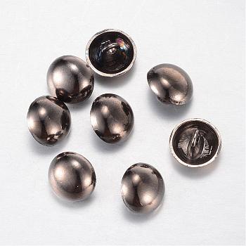 Alloy Shank Buttons, 1-Hole, Dome/Half Round, Gunmetal, 20x14mm, Hole: 2mm