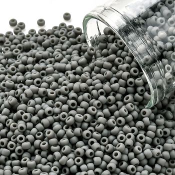 TOHO Round Seed Beads, Japanese Seed Beads, (53DF) Opaque Frost Dark Gray, 11/0, 2.2mm, Hole: 0.8mm, about 1103pcs/10g