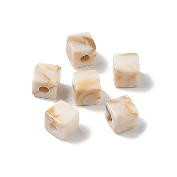 Two Tone Opaque Acrylic Beads, Imitation Gemstone, Square, WhiteSmoke, 6x6x6mm, Hole: 2.1mm, about 2272pcs/500g