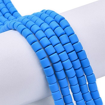Handmade Polymer Clay Bead Strands, Column, Dodger Blue, 6.5x6mm, Hole: 1.2mm, about 61pcs/strand, 15.75 inch(40cm)