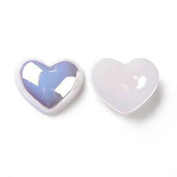 ABS Plastic Imitation Pearl, AB Color Plated, Heart, White, 17x20x6.5mm, Hole: 1.4mm
