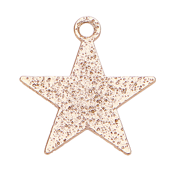 Brass Charms, Star, Real 18K Gold Plated, 13x12x1mm, Hole: 1mm, 40pcs/box