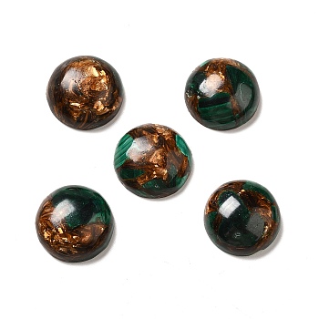 Assembled Synthetic Bronzite and Malachite Cabochons, Half Round/Dome, 25x7.5mm