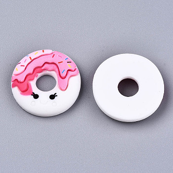Resin Cabochons, Two Tone, Donut, Pink, 26x6mm