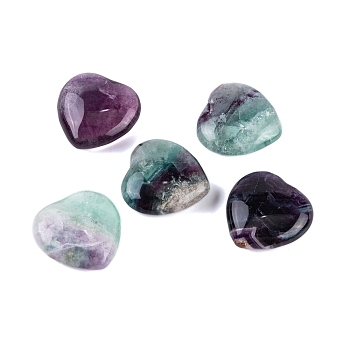 Natural Fluorite Healing Stones, Heart Love Stones, Pocket Palm Stones for Reiki Ealancing, 30x30x11.5~12.5mm