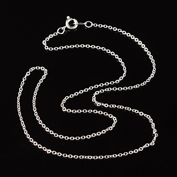 Nickel Free Silver Color Plated Brass Chain Necklaces, chain:2mm long, 1.5mm wide, 18 inch