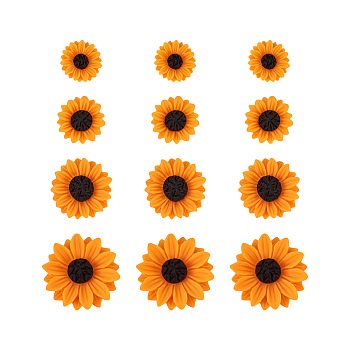 100Pcs 4 Style Resin Cabochons, Sunflower, Mixed Color, 25pcs/style