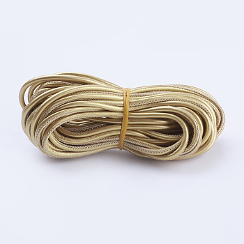 PU Leather Cords, for Jewelry Making, Round, Gold, 3mm, about 10yards/bundle(9.144m/bundle)