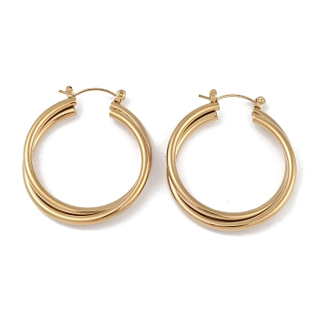 PVD Vacuum Plating 201 Stainless Steel Ring Hoop Earrings, with 304 Stainless Steel Pin, Golden, 38.5x5mm