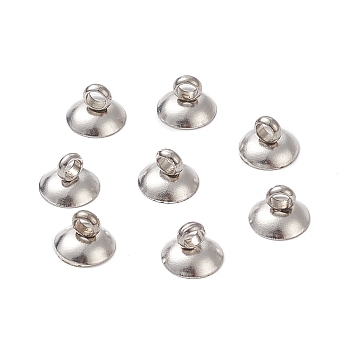 304 Stainless Steel Bead Cap Pendant Bails, for Globe Glass Bubble Cover Pendants, Stainless Steel Color, 10mm, Hole: 1.8mm