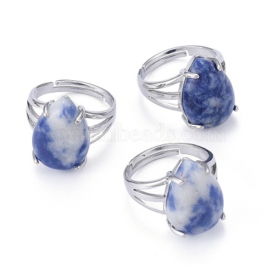 Adjustable Natural & Synthetic Gemstone Finger Rings(RJEW-F107-A)-2