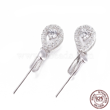 Platinum Clear Sterling Silver+Cubic Zirconia Ice Pick Pinch Bails