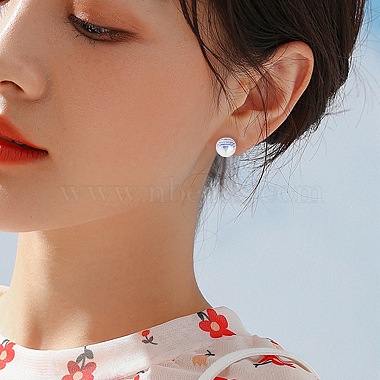 4 Pairs 4 Style Natural Quartz Crystal Round Ball Stud Earrings Set(JE958A)-5