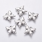 Non-Tarnish 201 Stainless Steel Pendants, Butterfly Charms, Stainless Steel Color, 15x16x3mm, Hole: 1mm(STAS-F230-12P)