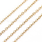 3.28 Feet PVD Vacuum Plating 304 Stainless Steel Cable Chains, Long-Lasting Plated, Soldered, Flat Oval, Golden, 1.6x1.3x0.3mm(X-CHS-F007-01G-A)
