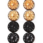Czech Pressed Glass Beads, Flat Round with Flower, Black, 18x5.5mm, Hole: 1mm, about 30pcs/bag(GLAA-I061-48B)