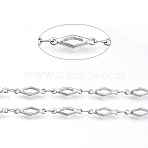 Tarnish Resistant 304 Stainless Steel Link Chains, Soldered, with Spool, Hollow Rhombus, Stainless Steel Color, Oval Link: 3.5x2x0.3mm, Rhombnus: 13x4x1.5mm, about 16.4 Feet(5m)/roll(CHS-G014-07P)