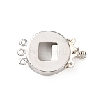 Brass Box Clasps Findings, Flat Round, Platinum, 26.5x17.5x8~9mm, Hole: 1mm(KK-H002-65P)