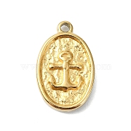 Ion Plating(IP) 304 Stainless Steel Pendants, Real 18K Gold Plated, Oval, Anchor & Helm, 17x11x3mm, Hole: 1.2mm(STAS-B058-03G-02)