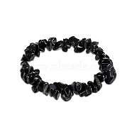 Natural Obsidian Chips Stretch Bracelets, Inner Diameter: 2-1/4 inch(5.6cm)(BJEW-FS0001-04)