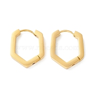 Ion Plating(IP) 304 Stainless Steel Hexagon Hoop Earring for Women, Golden, 19x16x3mm, Pin: 1mm(STAS-K237-04G)