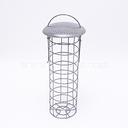 Iron Bird Hanging Feeder, Outdoor Bird Feeder, Garden Waterproof Decoration Container, Antique Silver, 265x99mm(AJEW-WH0119-81)