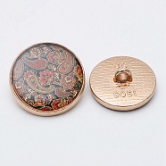 1-Hole Alloy Enamel Shank Button, Flat Round with Flower, Dark Orange, 18x7.3mm, Hole: 2.1mm(FIND-WH0116-52E-KCG)