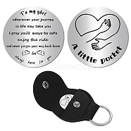 2Pcs 2 Style PU Leather Guitar Clip, with Stainless Steel Ring & Commemorative Coins, for DIY Musical Instrument Accessories, Heart Pattern, 1pc/sytle(AJEW-CN0001-21G)