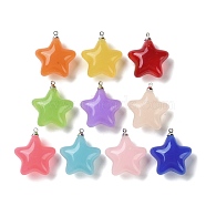 Acrylic Pendants, with Iron Ring, Star, Mixed Color, 26x23x13.5mm, Hole: 1.6mm(MACR-D021-01)