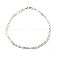 Glass Pearl Round Beaded Necklace for Women, White, 18.31 inch(46.5cm)(X-NJEW-JN03903)