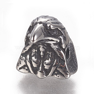 304 Stainless Steel Beads, Eagle Head, Antique Silver, 11x10x12mm, Hole: 1.6mm(STAS-F212-042AS)