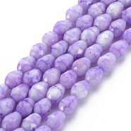 Opaque Baking Painted Glass Beads Strands, Imitation Stones, Faceted, Teardrop, Lilac, 7.5x6mm, Hole: 1.2mm, about 53~54pcs/strand, 15.75 inch~15.94 inch(40~40.5cm)(EGLA-N006-007D)